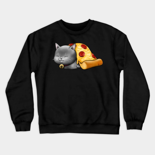 Purrpurroni Pizza Crewneck Sweatshirt by Akiraj